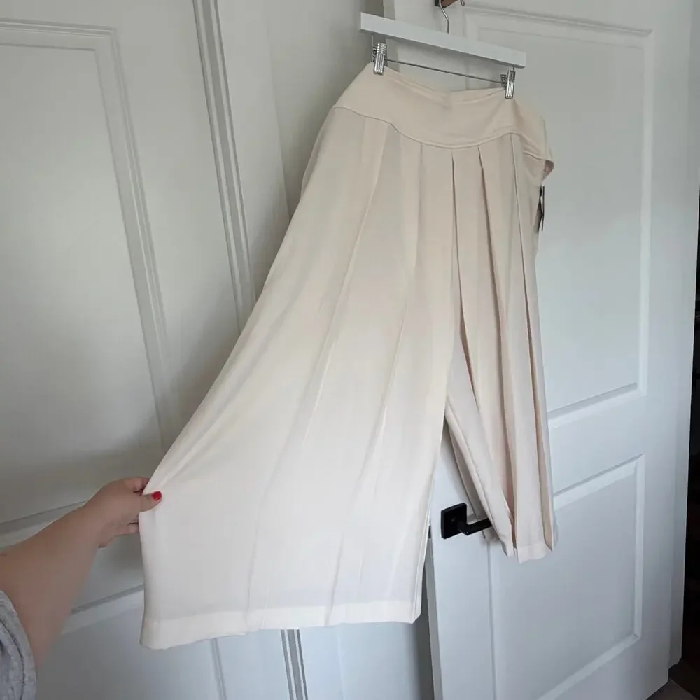 Lauren Ralph Lauren (22W) Cream Layered Palazzo Culotte Wide Leg Pants NWT